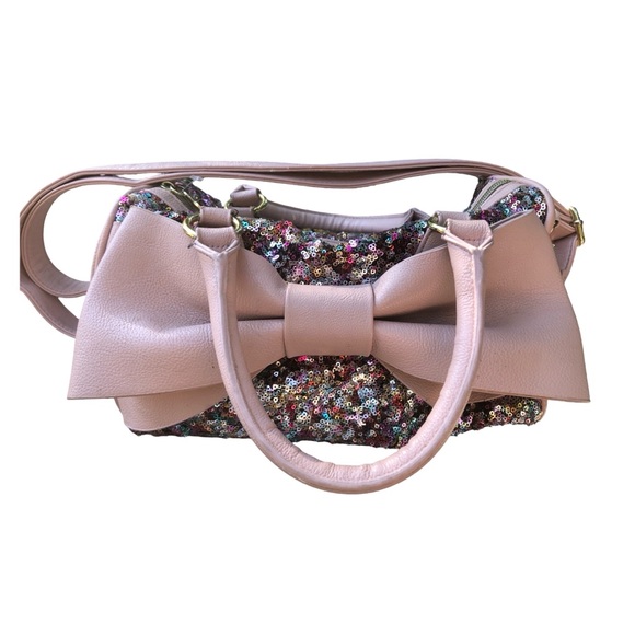 Betsey Johnson Handbags - Betsey Johnson Pink Sequin Bow Satchel